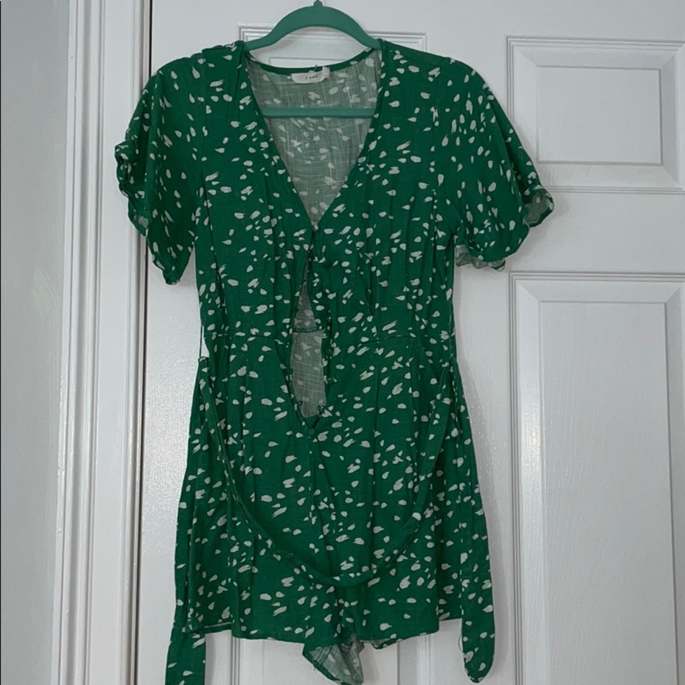 Green and white romper